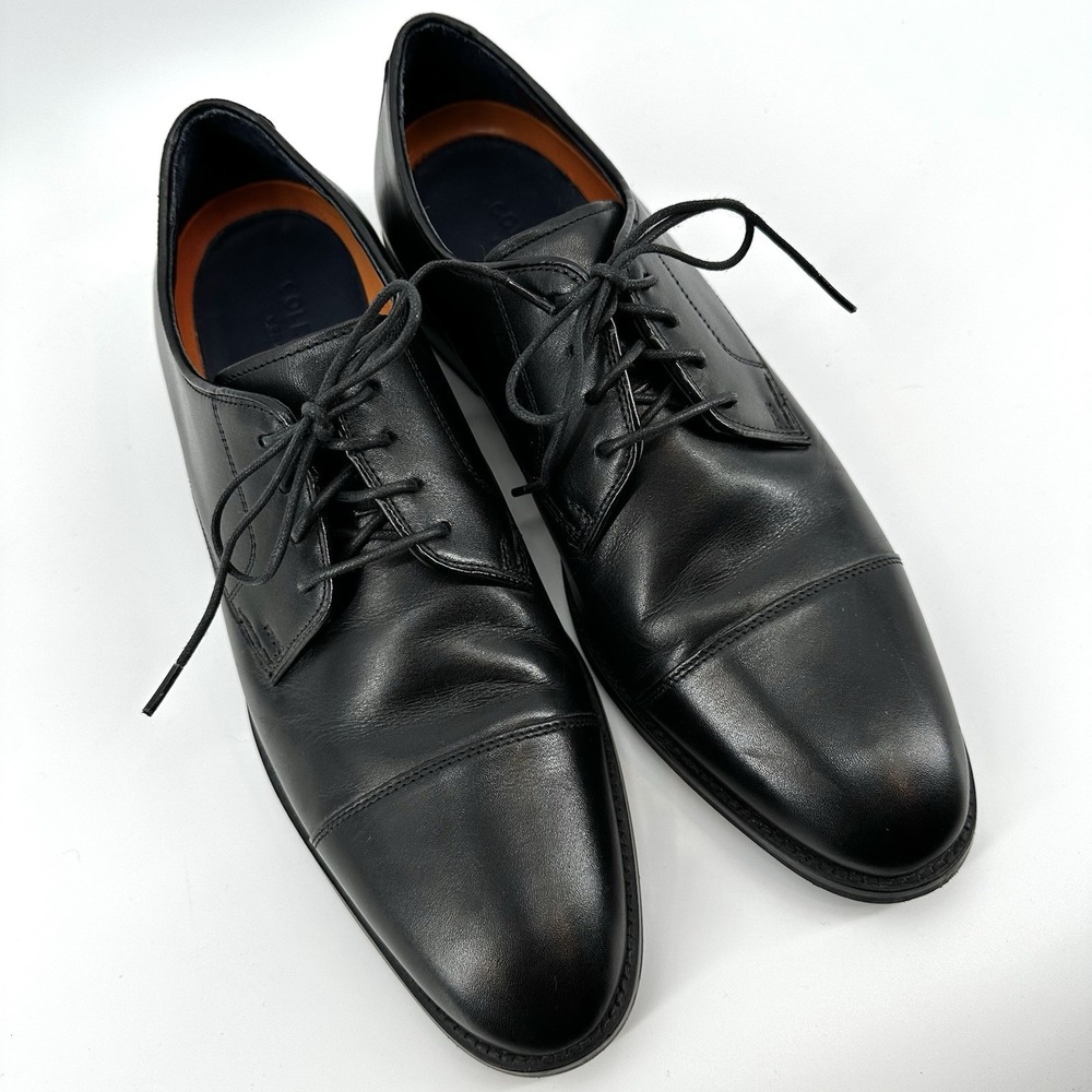 Cole Haan Mens Black Leather Cap Toe Derby Dress Shoes Grand.OS Size 9.5 M - Picture 11 of 11